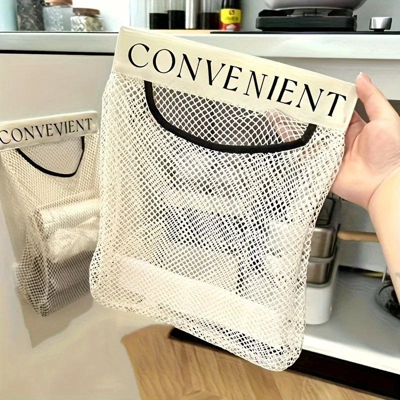 Commercial Kitchen Utensil Holder - Large-capacity Garbage Bag Holder Hanging Mesh
