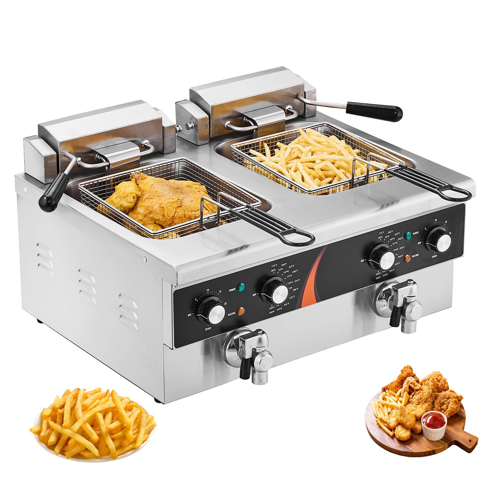 Induction Cooker Commercial - Commercial Deep Fryer 3500W, Dual Tank