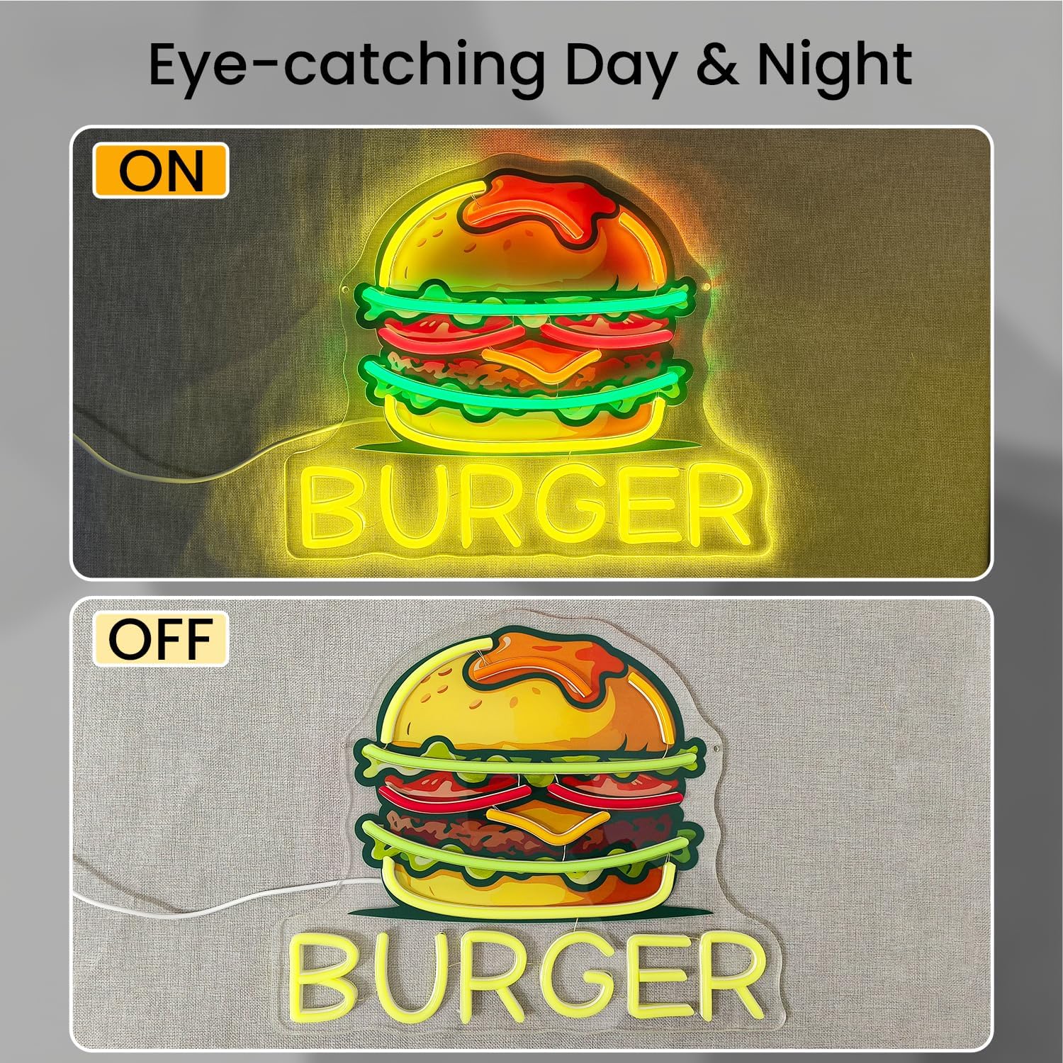 Burger Neon Sign, LED Hamburge - Commercial Kitchen Walls recension och pris
