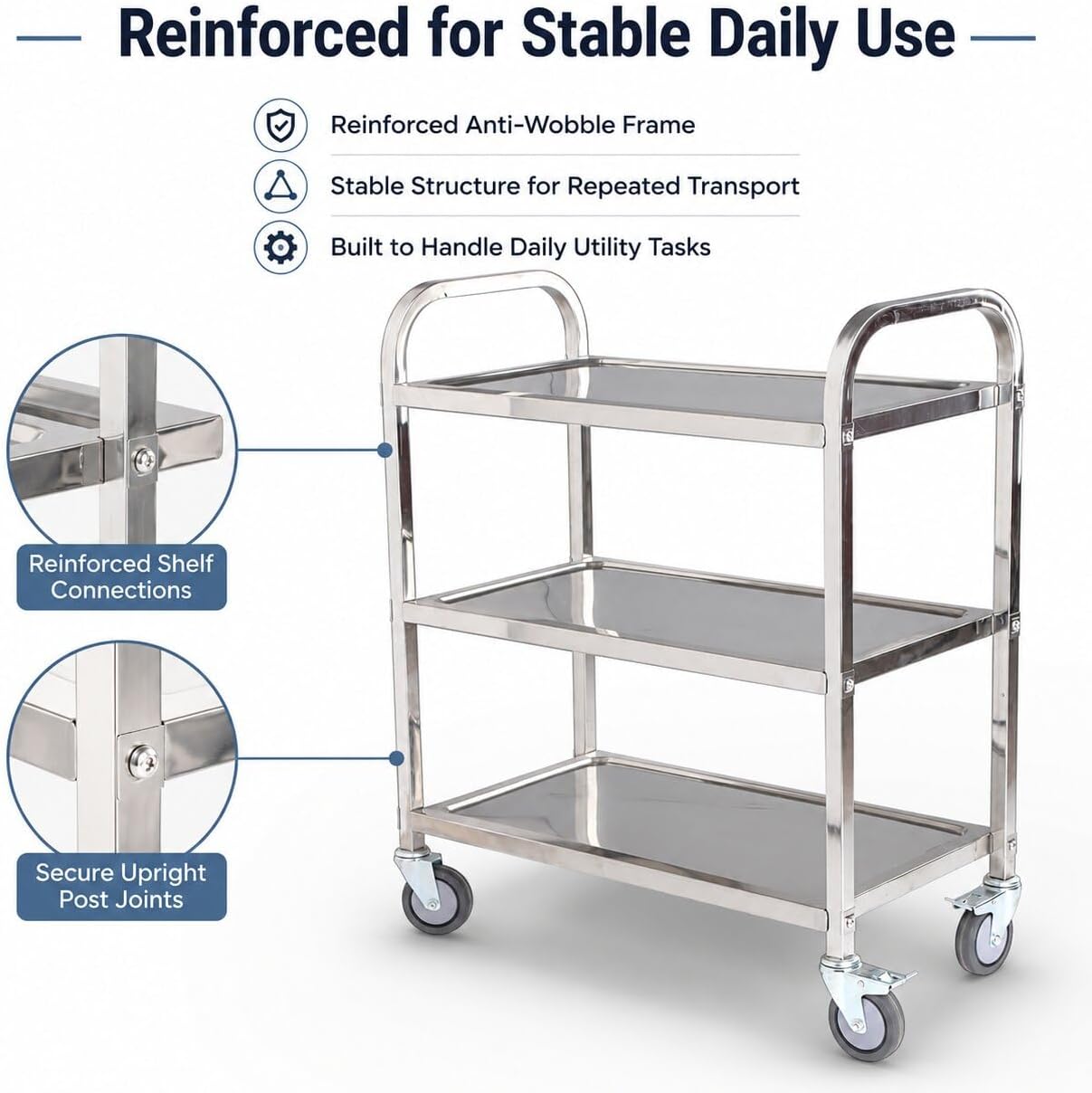 3-Tier Stainless Steel Rolling - Commercial Kitchen Services recension och pris