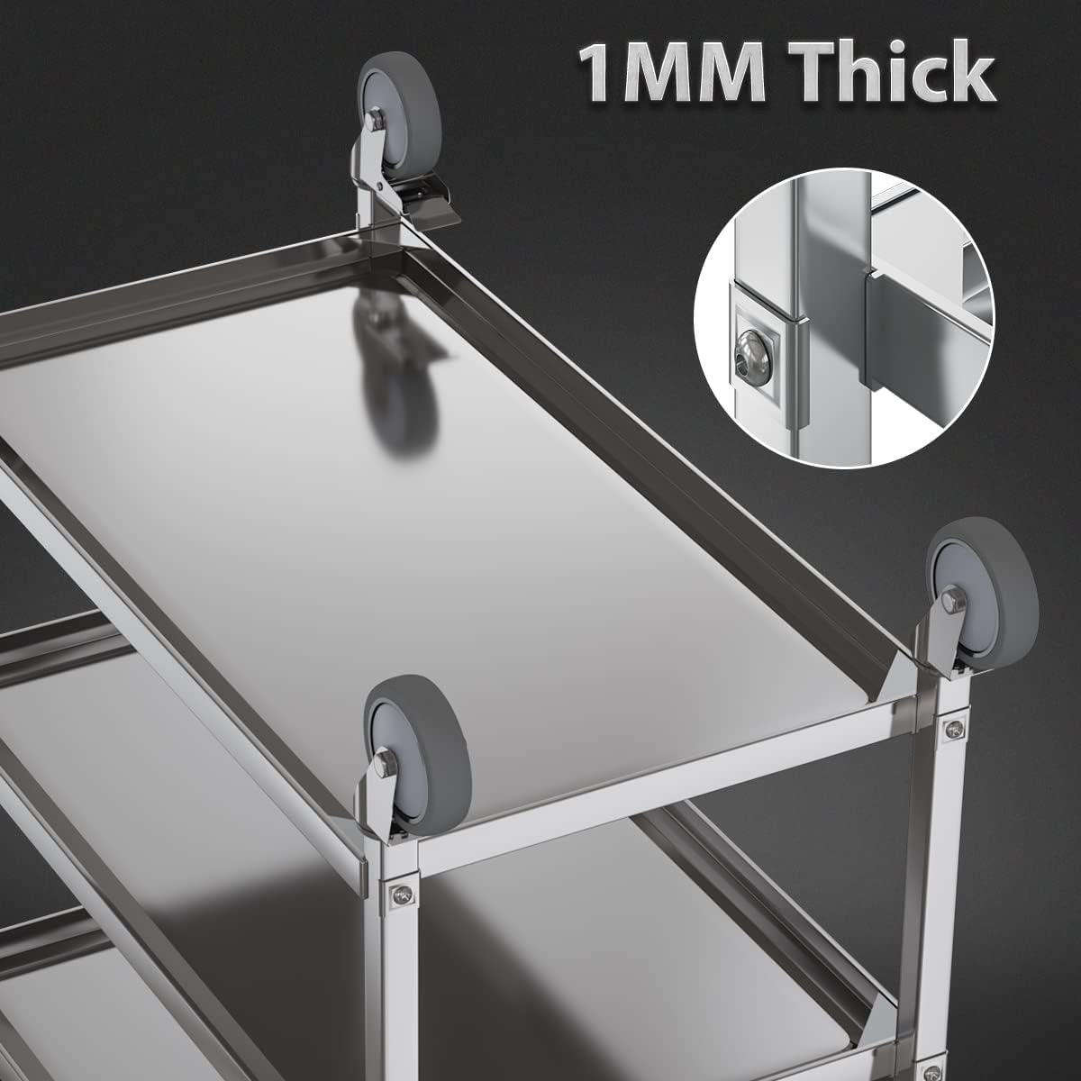 3-Tier Stainless Steel Rolling - Commercial Kitchen Services recension och pris
