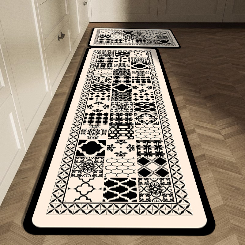 Black White Geometric Tile Kit - Commercial Kitchen Tile Flooring recension och pris