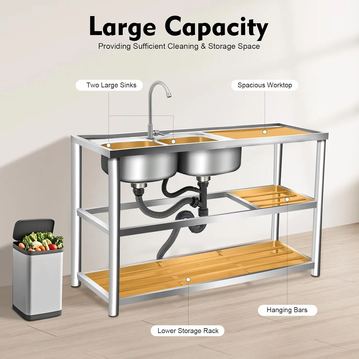 Kitchen Freestanding Prep Sink - Commercial Kitchen Worktops recension och pris