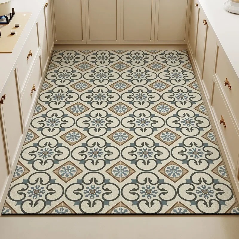 Vintage Floral Tile Print Kitc - Commercial Kitchen Tile Flooring recension och pris